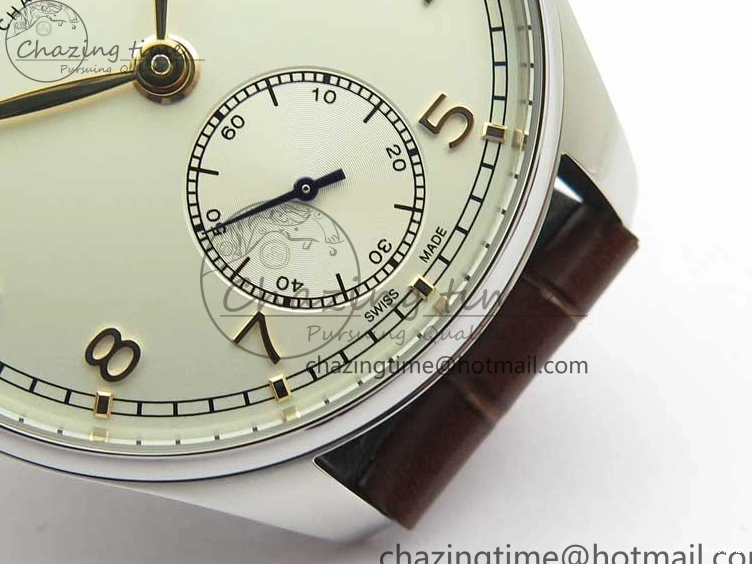 MIROTIME 0201 Original Portuguese IW358304 ZF 1:1 Best Edition SS White Dial RG Markers on Leather Strap A 7077